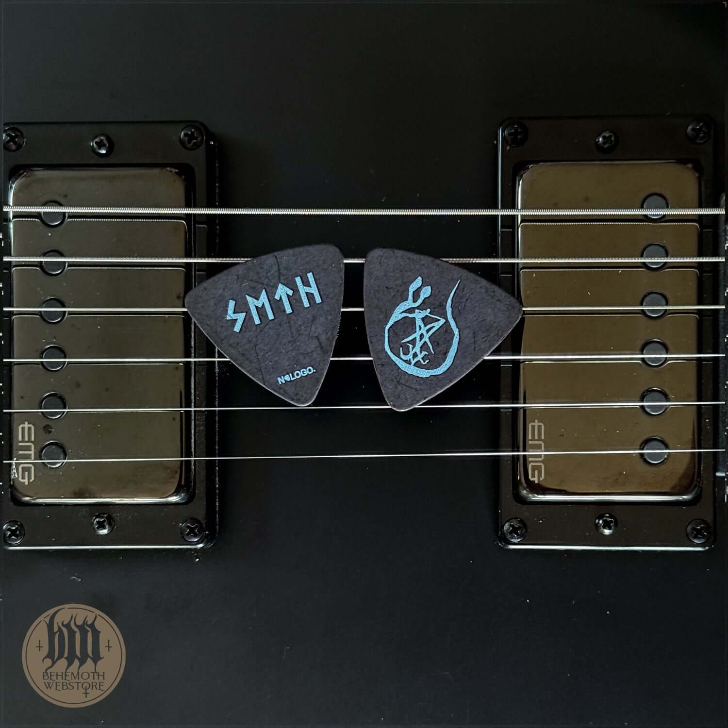 A plastic guitar pick Seth signature 'LCFR'