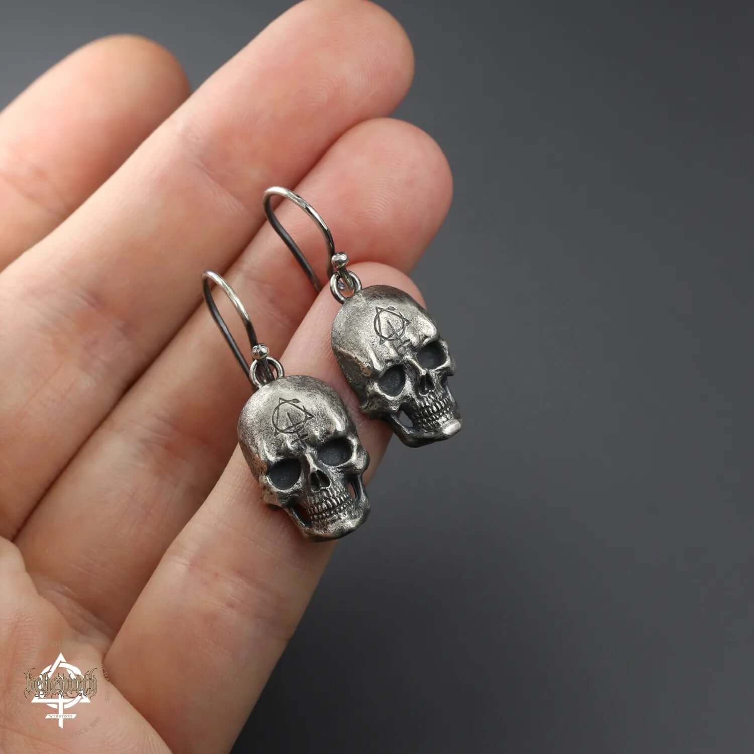 Behemoth 'Contra Skull' sterling silver earrings - Image 2