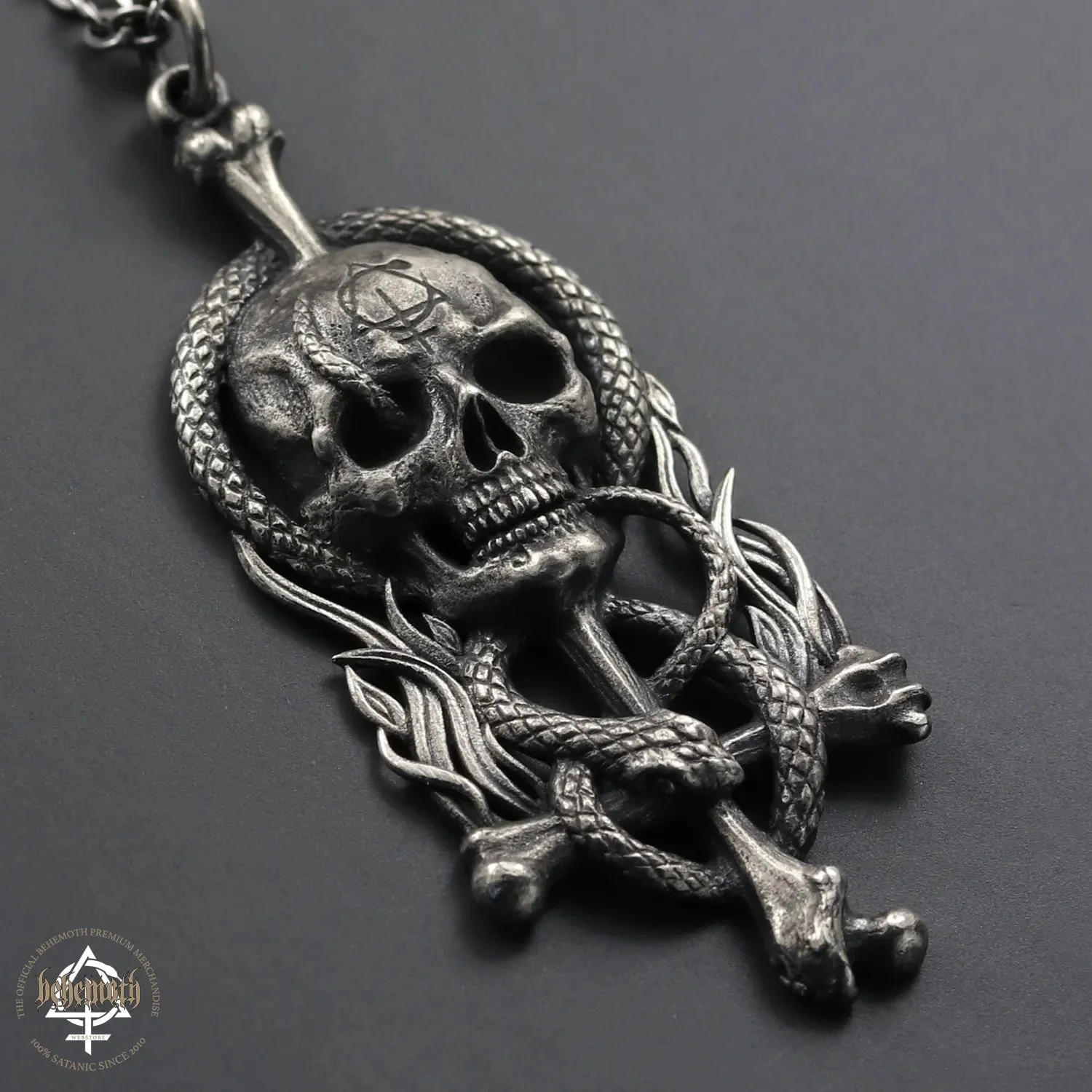 Behemoth 'Contra Skull' sterling silver necklace - Image 4