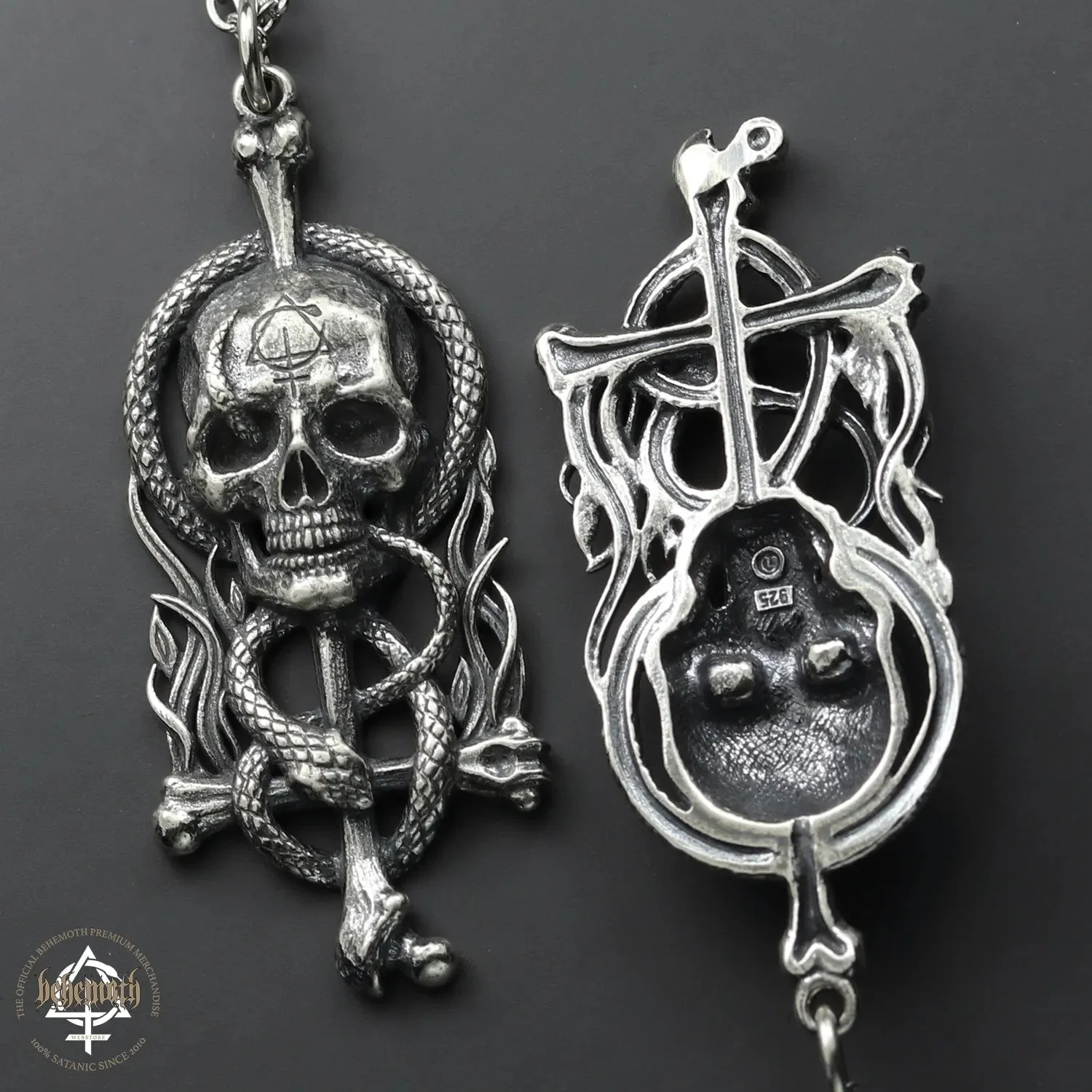 Behemoth 'Contra Skull' sterling silver necklace - Image 5