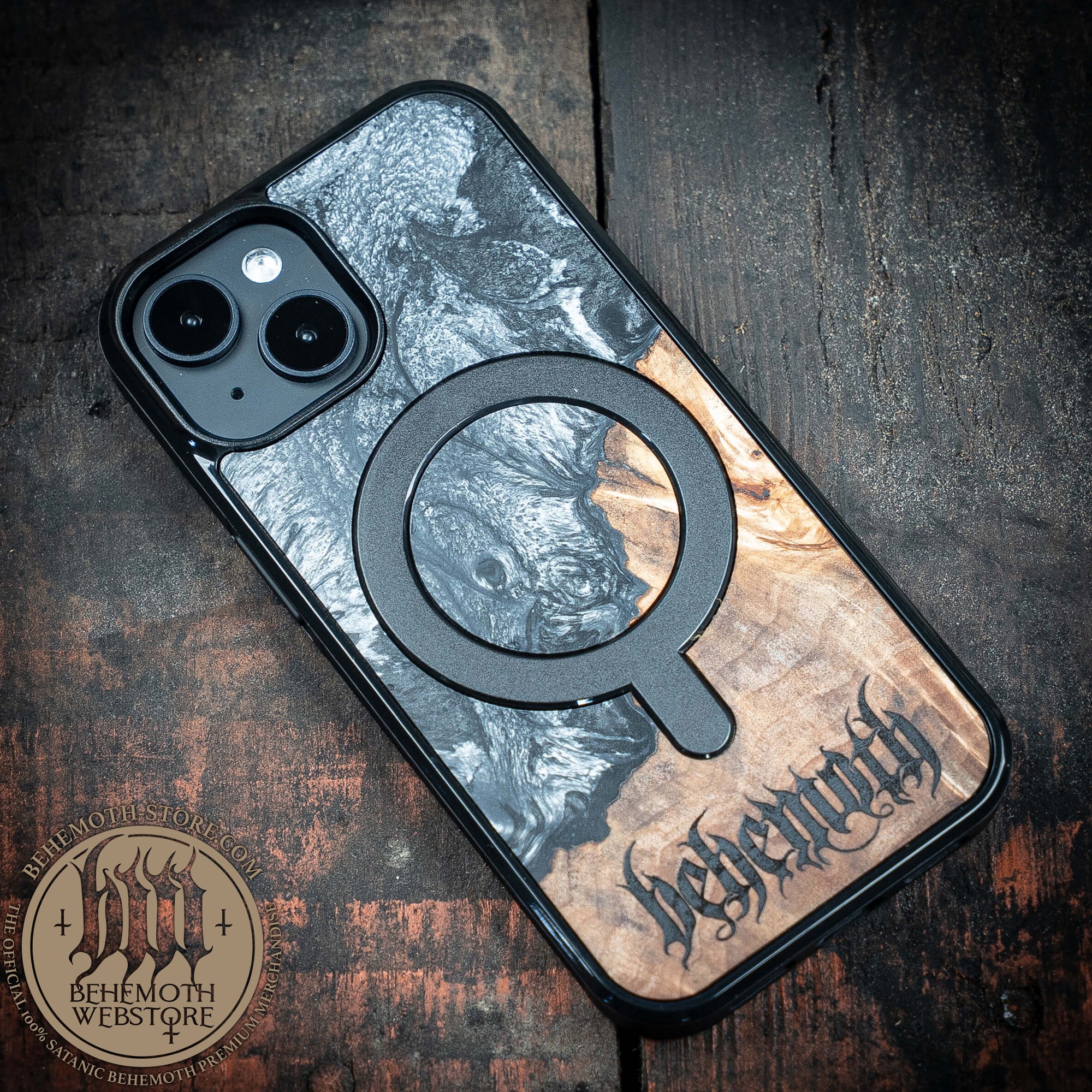 Behemoth 'Logo' Black Resin Wooden/Silicone TPU MagSafe Phone Case - Image 19