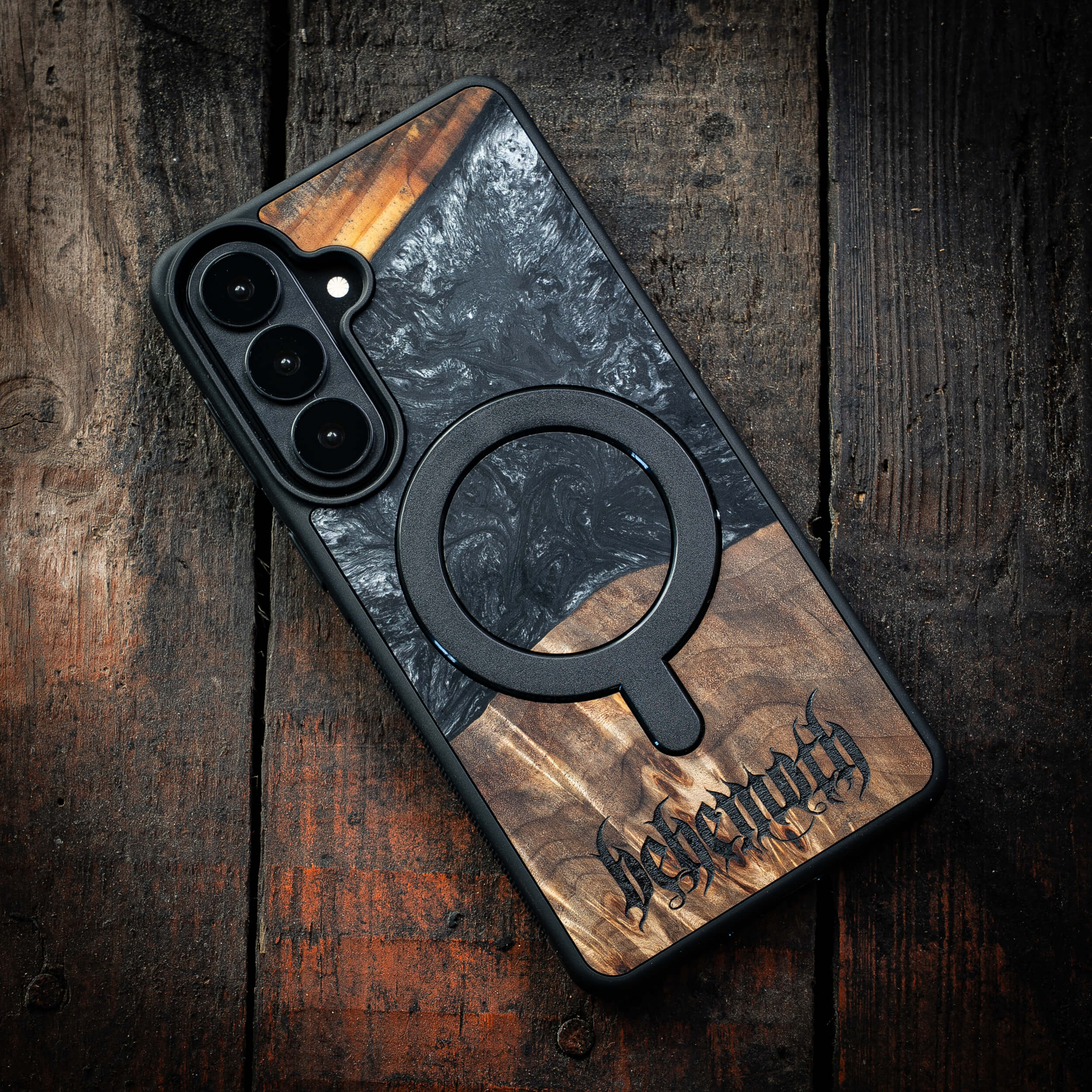 Behemoth 'Logo' Black Resin Wooden/Silicone TPU MagSafe Phone Case - Image 21