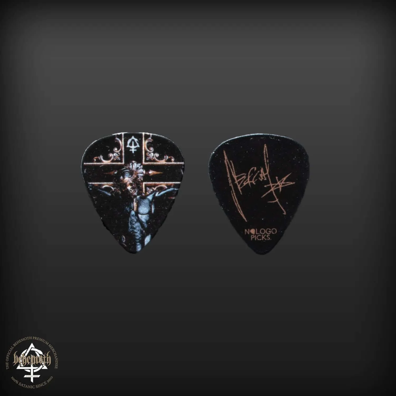 A plastic guitar pick Behemoth 'OCN Cross' Nergal signature