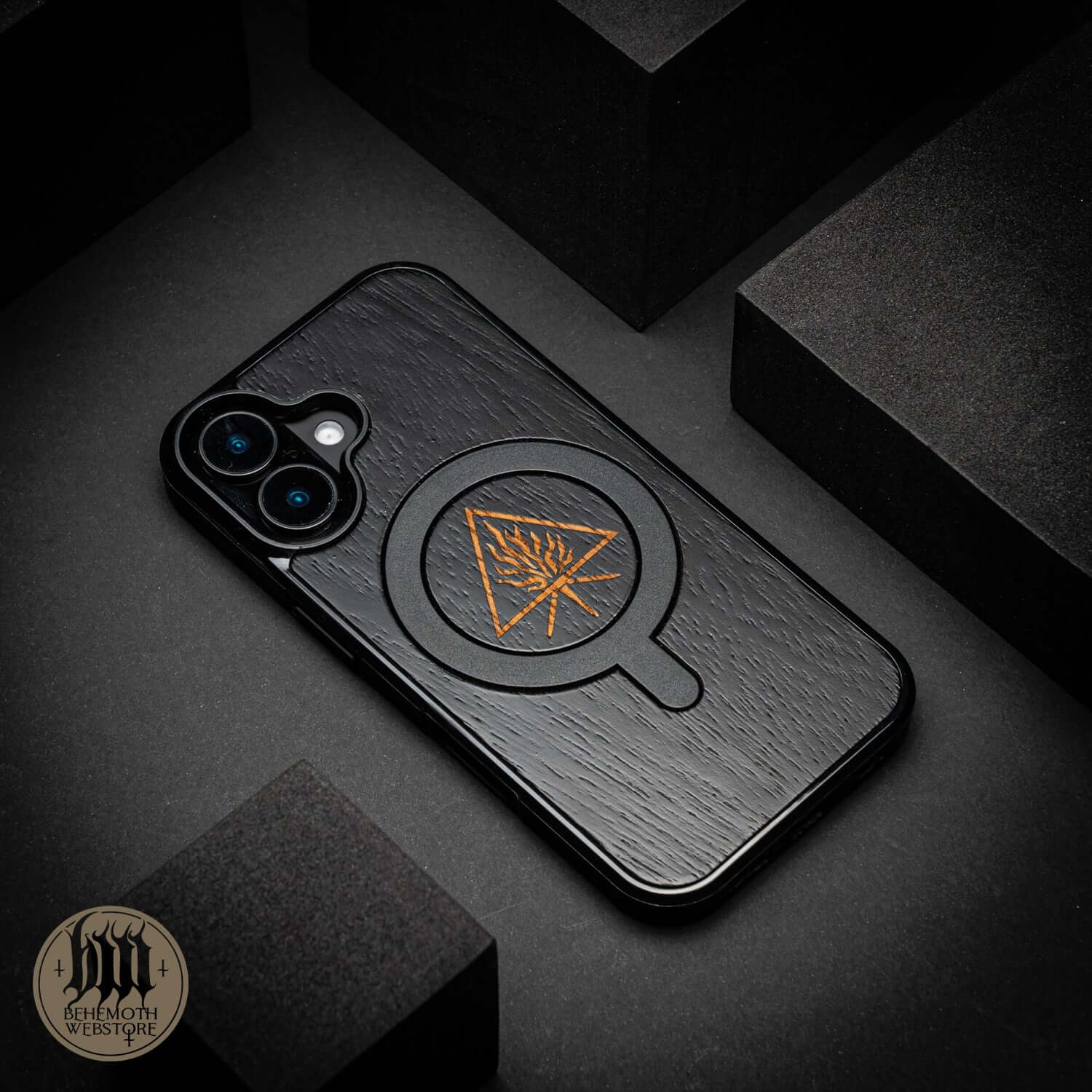 Behemoth 'The Unholy Trinity' Black Wooden/Silicone TPU MagSafe Phone Case - Image 10