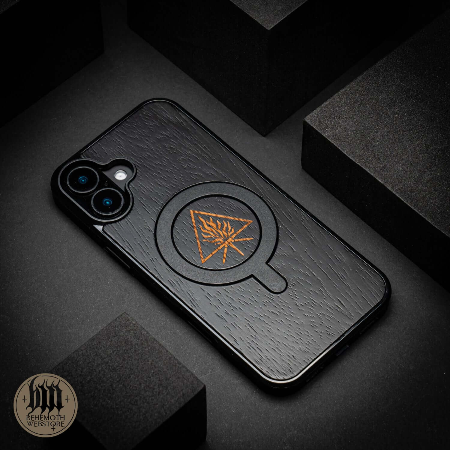 Behemoth 'The Unholy Trinity' Black Wooden/Silicone TPU MagSafe Phone Case - Image 11