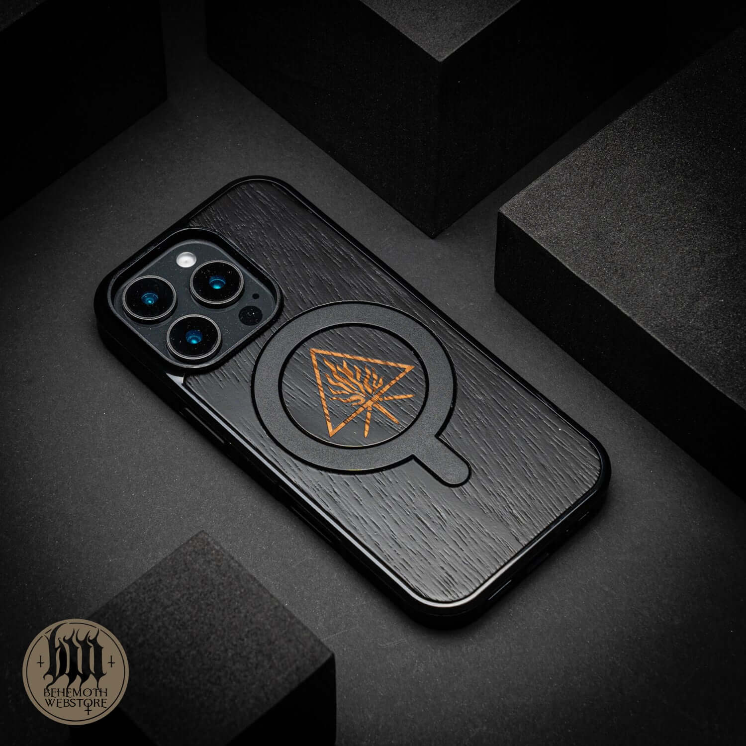 Behemoth 'The Unholy Trinity' Black Wooden/Silicone TPU MagSafe Phone Case - Image 12