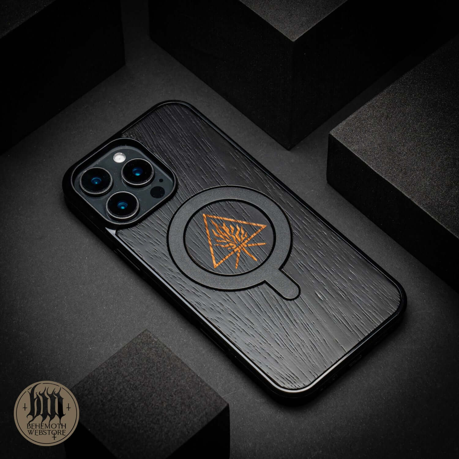 Behemoth 'The Unholy Trinity' Black Wooden/Silicone TPU MagSafe Phone Case - Image 13