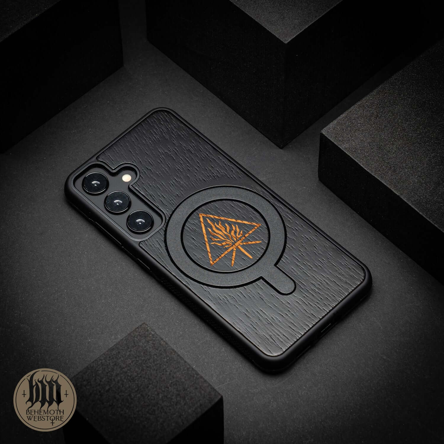 Behemoth 'The Unholy Trinity' Black Wooden/Silicone TPU MagSafe Phone Case - Image 14