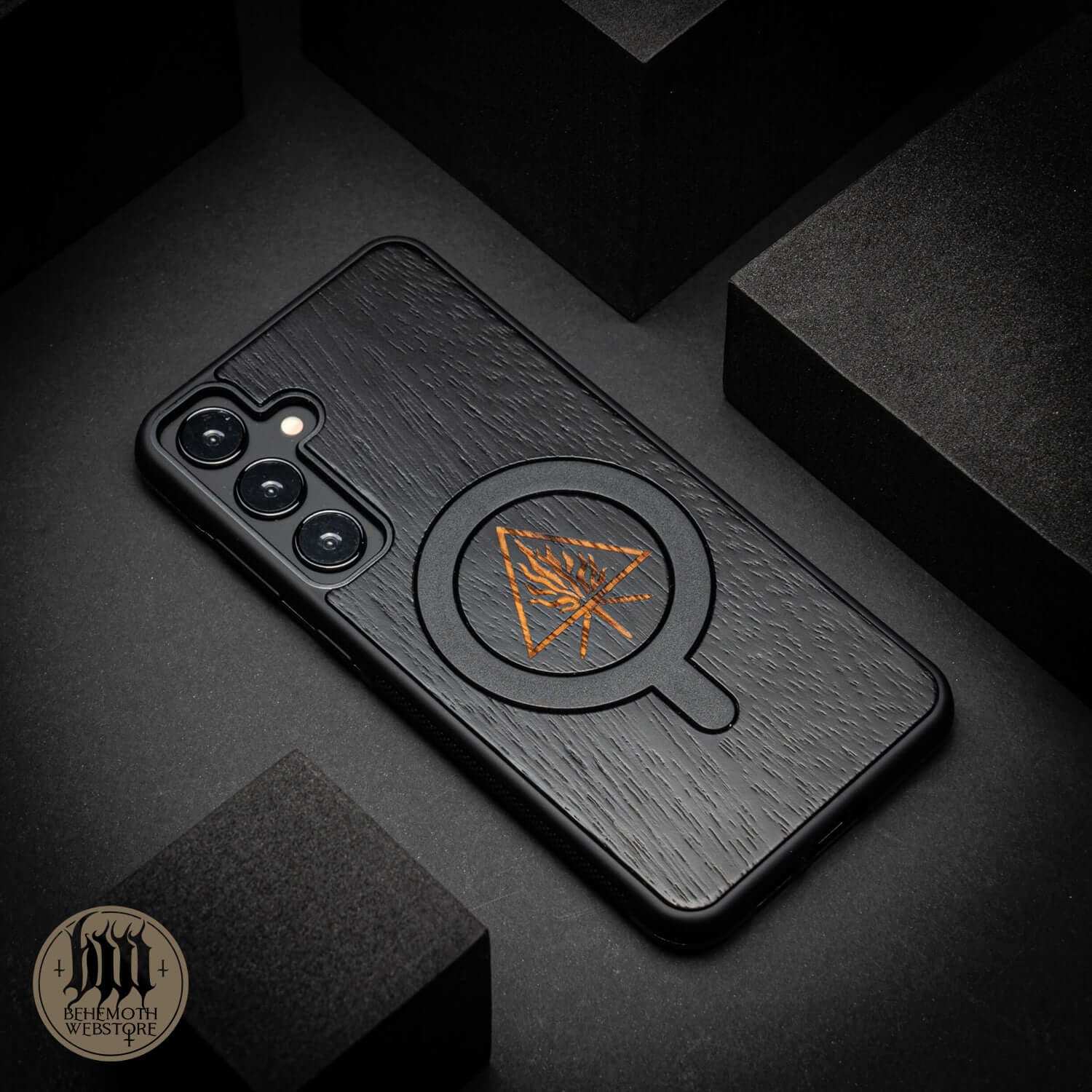 Behemoth 'The Unholy Trinity' Black Wooden/Silicone TPU MagSafe Phone Case - Image 15