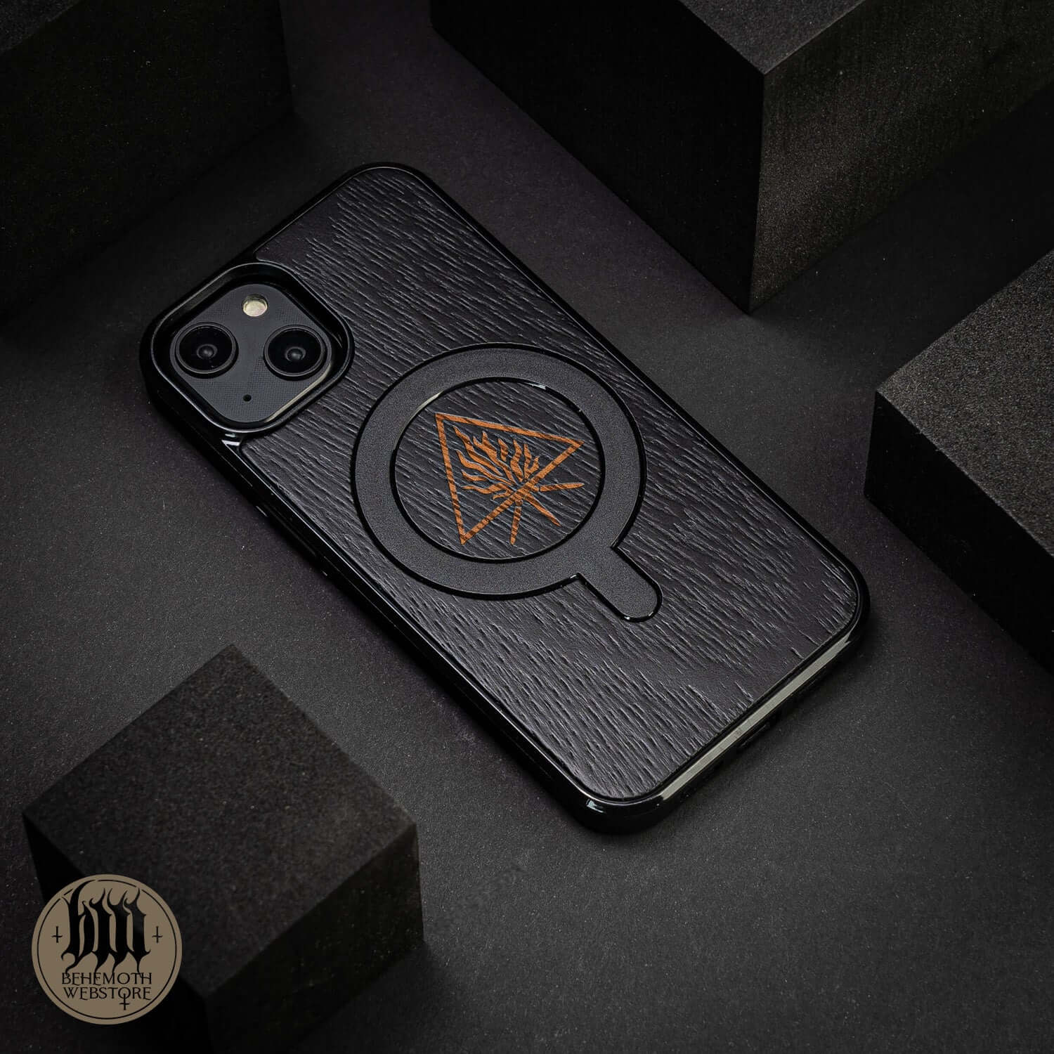 Behemoth 'The Unholy Trinity' Black Wooden/Silicone TPU MagSafe Phone Case - Image 5