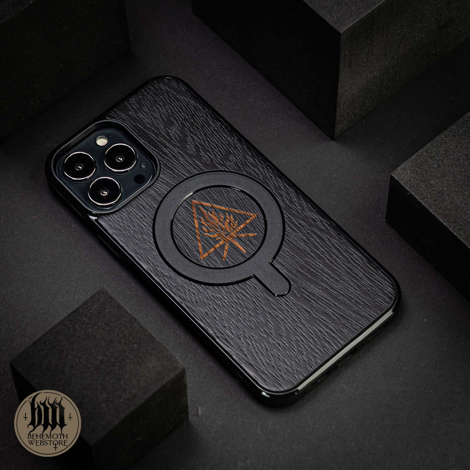 Behemoth 'The Unholy Trinity' Black Wooden/Silicone TPU MagSafe Phone Case - Image 6