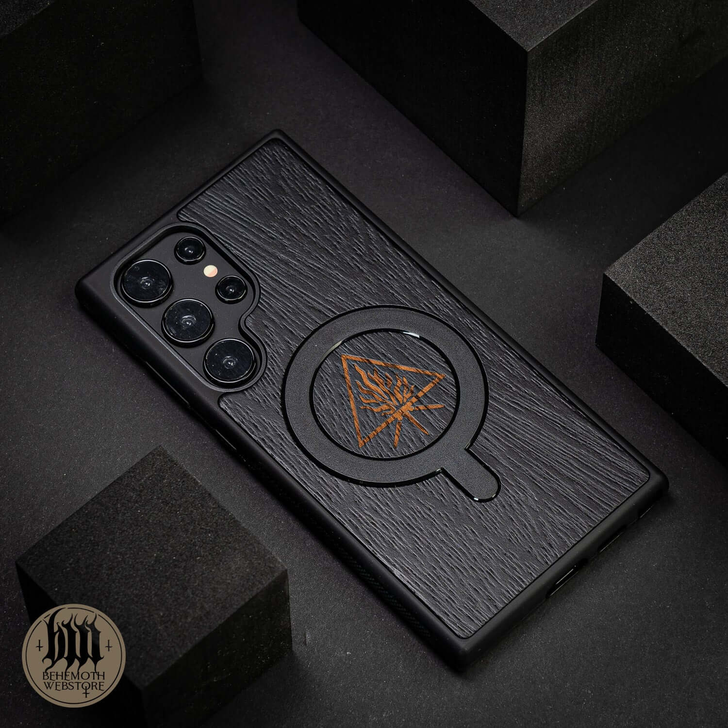 Behemoth 'The Unholy Trinity' Black Wooden/Silicone TPU MagSafe Phone Case - Image 7