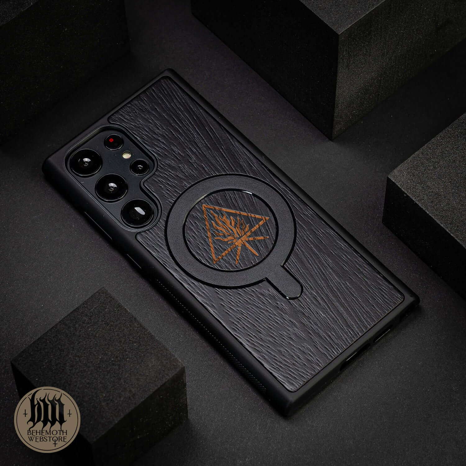 Behemoth 'The Unholy Trinity' Black Wooden/Silicone TPU MagSafe Phone Case - Image 8
