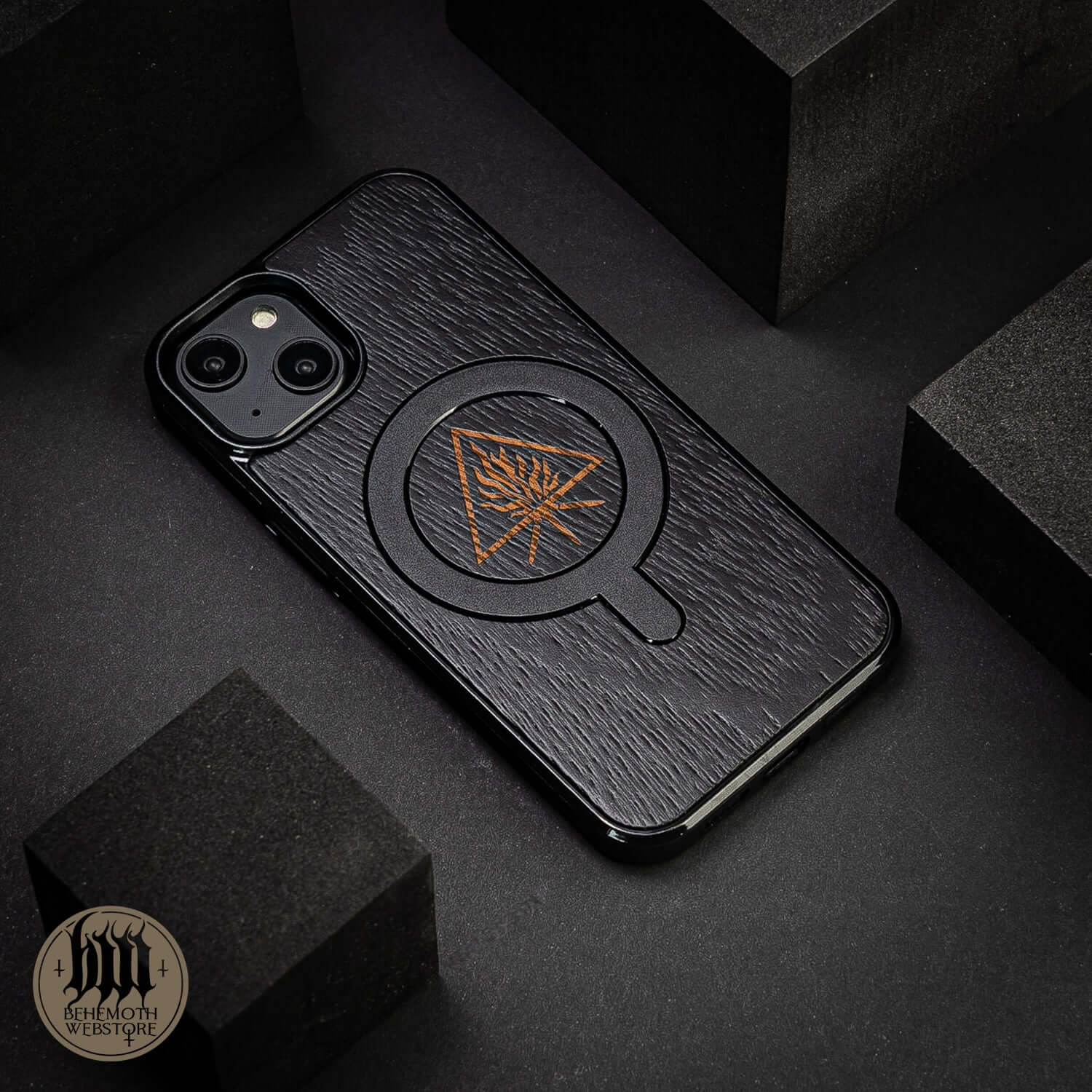 Behemoth 'The Unholy Trinity' Black Wooden/Silicone TPU MagSafe Phone Case - Image 9