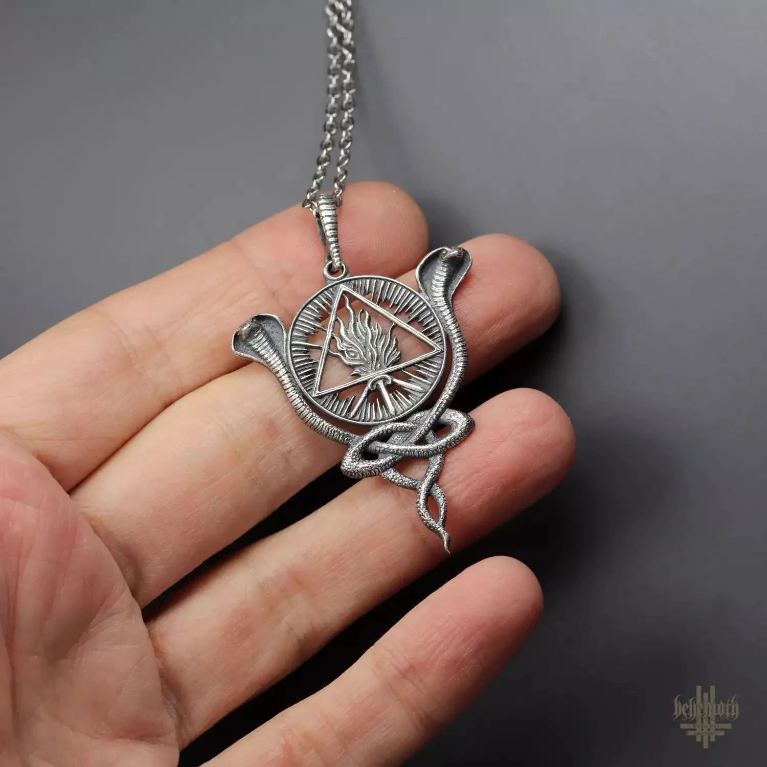 Behemoth 'The Unholy Trinity stand' sterling silver necklace - Image 3