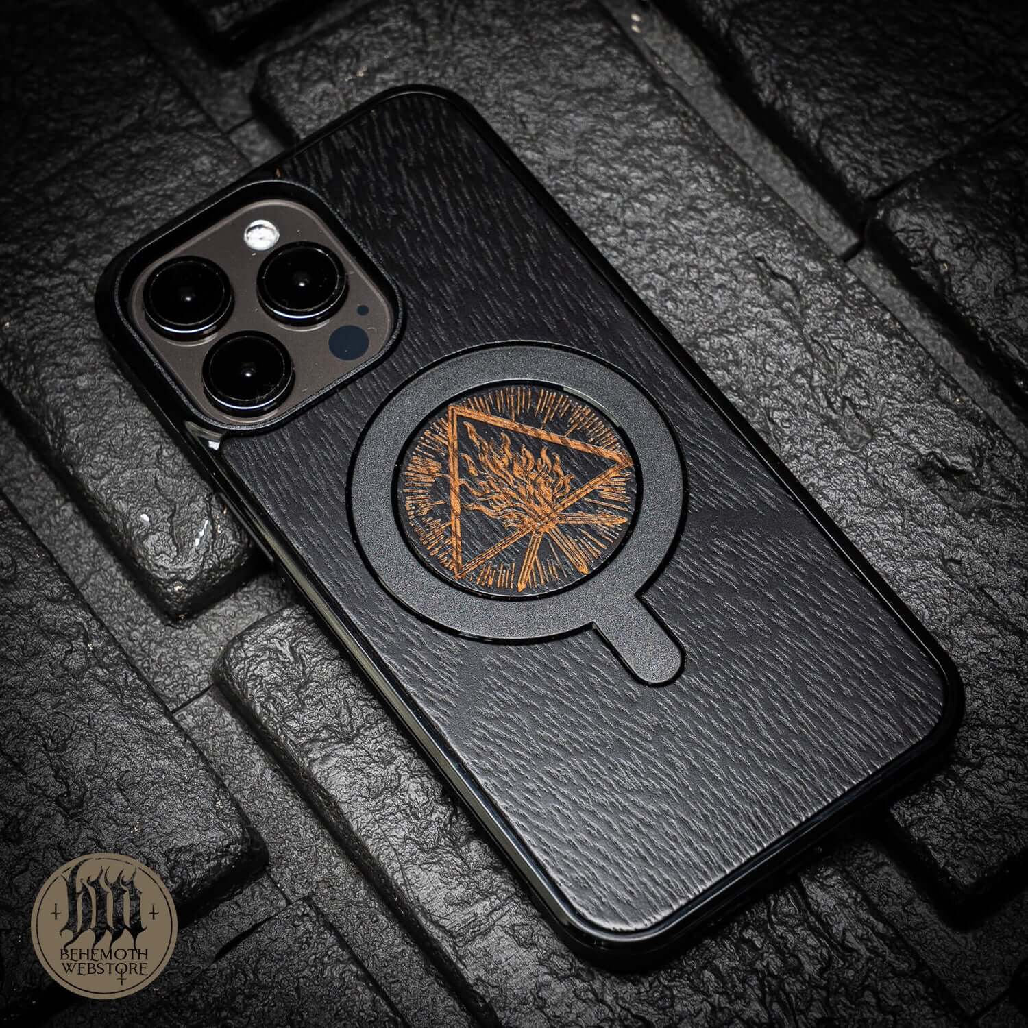 Behemoth 'Thru Fire We Walk' Black Wooden/Silicone TPU MagSafe Phone Case - Image 2