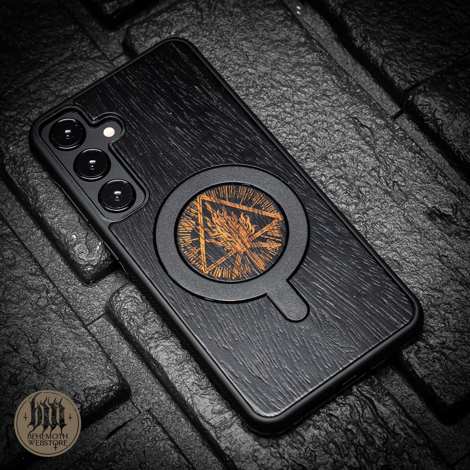 Behemoth 'Thru Fire We Walk' Black Wooden/Silicone TPU MagSafe Phone Case - Image 5