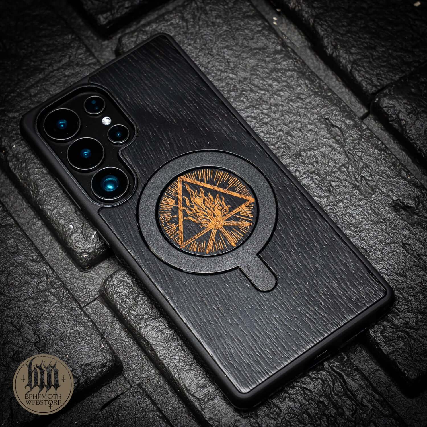 Behemoth 'Thru Fire We Walk' Black Wooden/Silicone TPU MagSafe Phone Case - Image 6