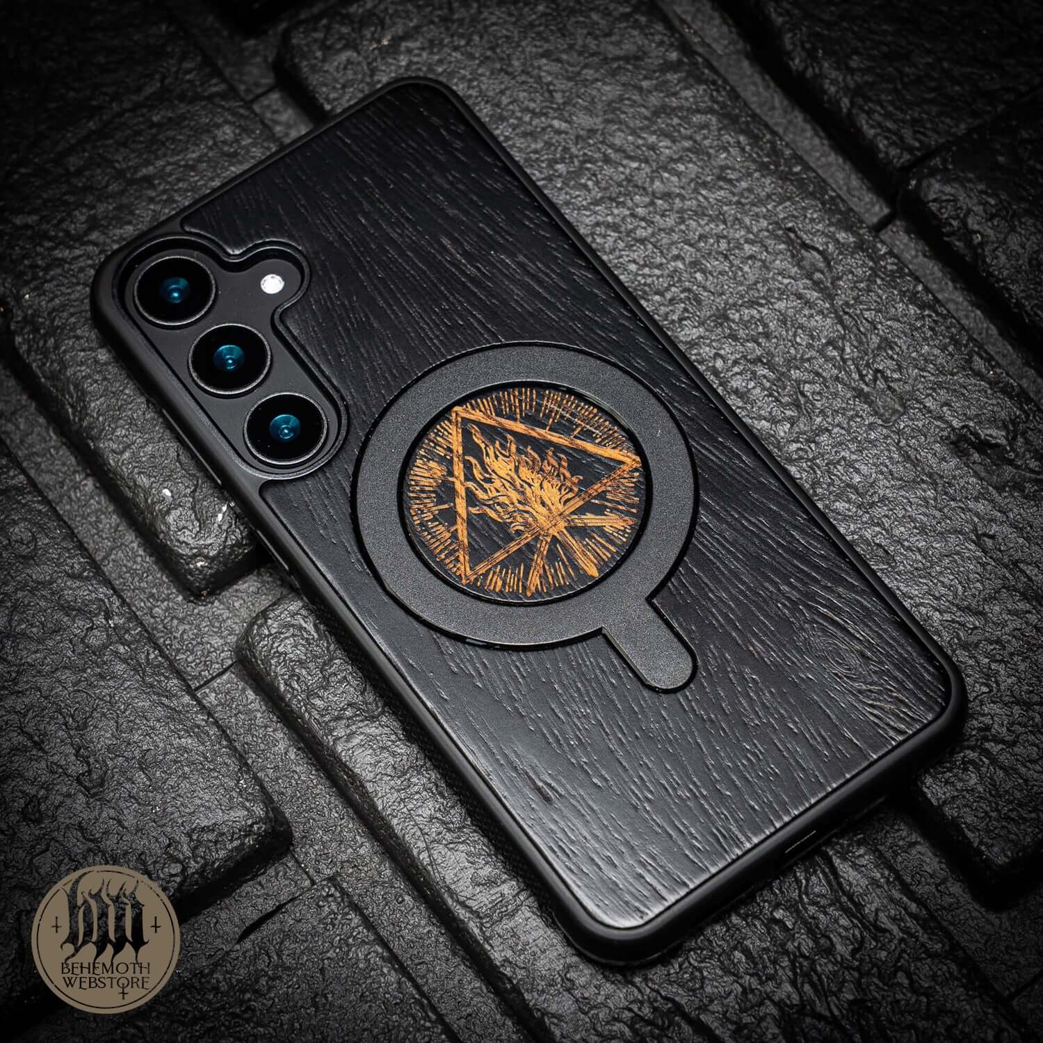 Behemoth 'Thru Fire We Walk' Black Wooden/Silicone TPU MagSafe Phone Case - Image 8