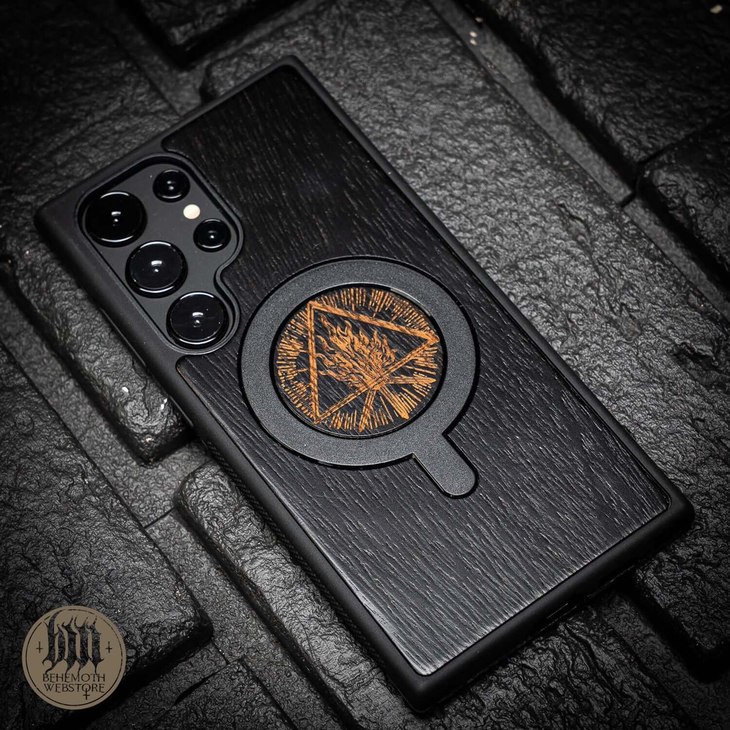 Behemoth 'Thru Fire We Walk' Black Wooden/Silicone TPU MagSafe Phone Case - Image 9