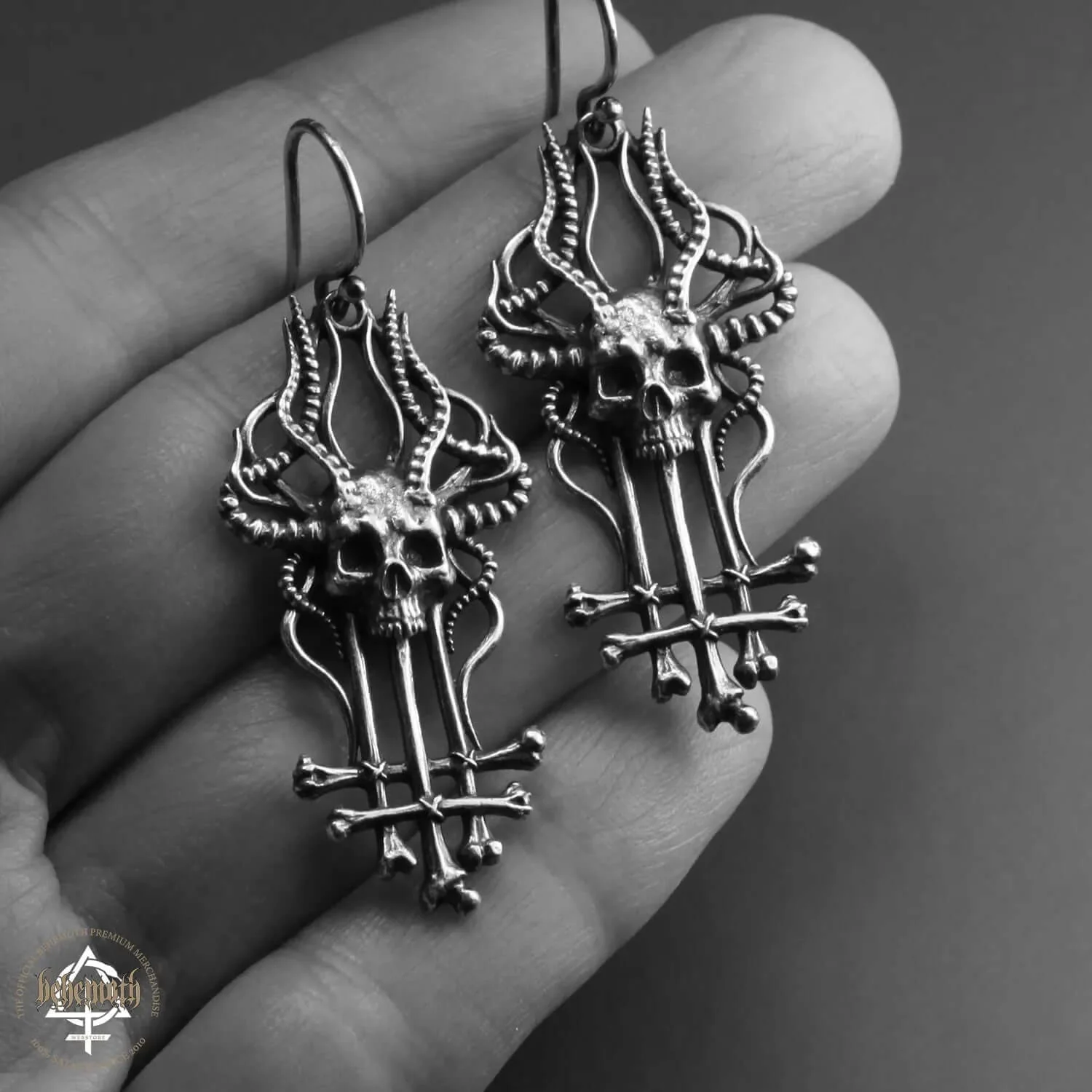 'In Absentia Dei' Behemoth sterling silver earrings (a pair) - Image 3