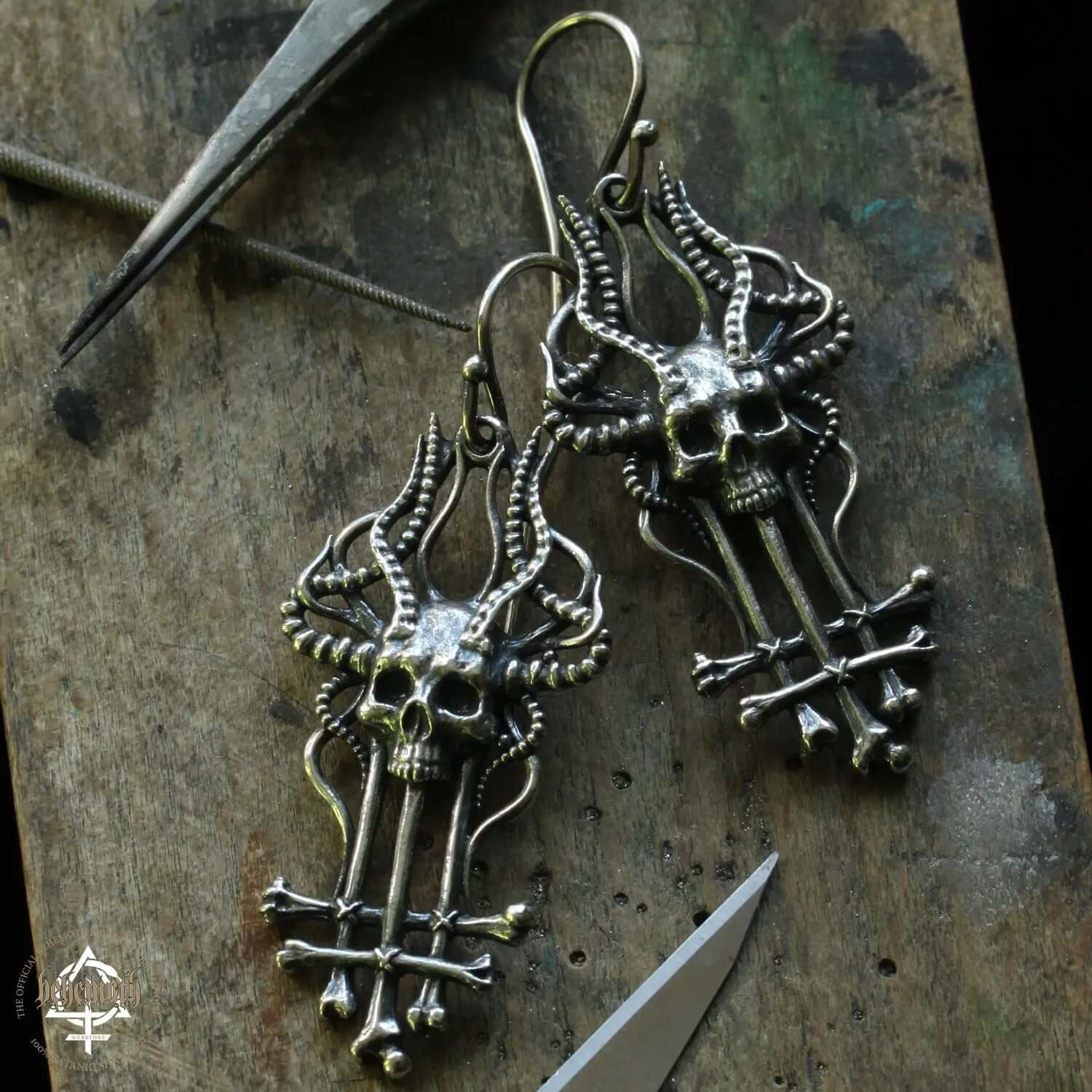'In Absentia Dei' Behemoth sterling silver earrings (a pair) - Image 4