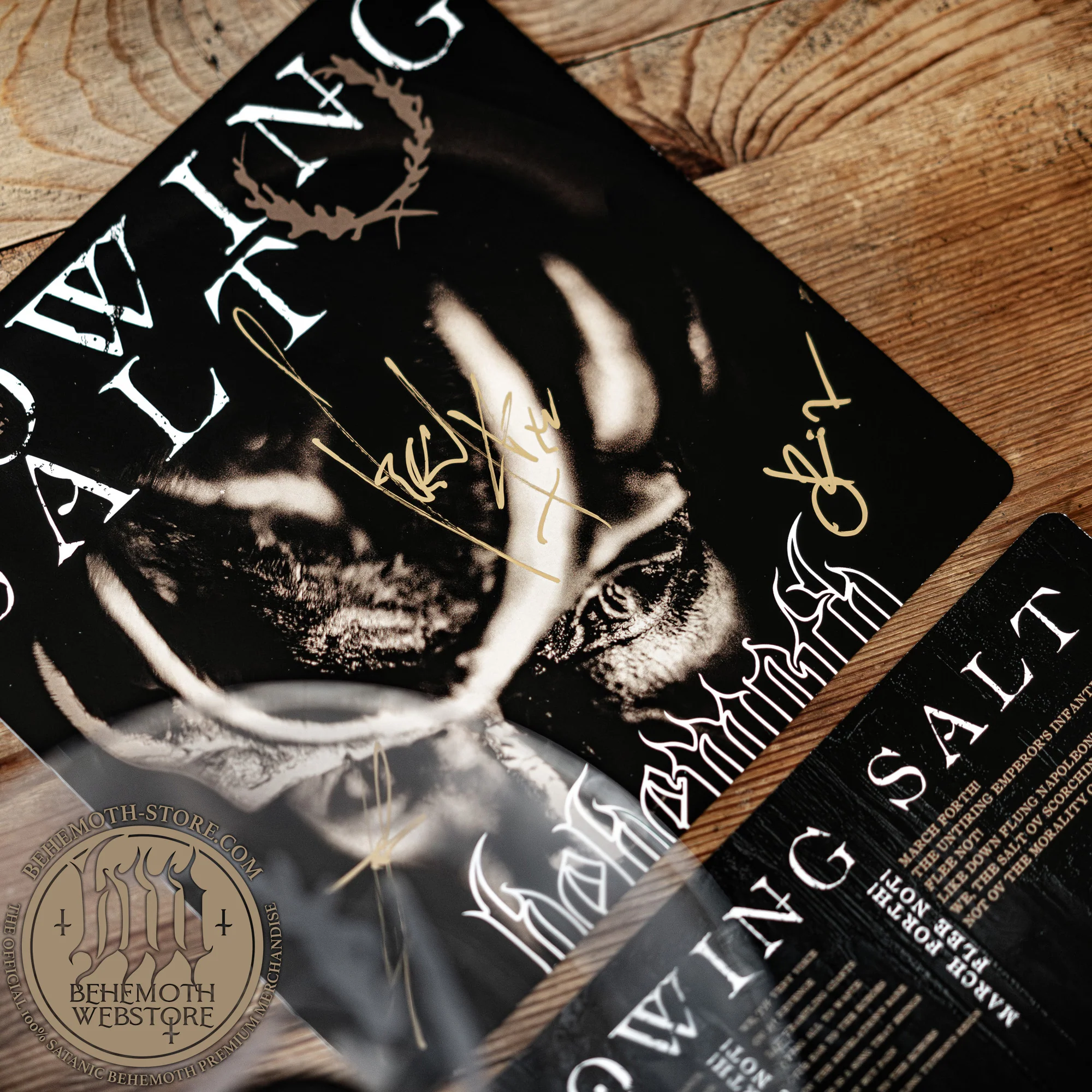 “Sowing Salt” – 7″ Vinyl Single by Behemoth (Transparent, Laser-Etched, Signed, Limited to 350) - Image 3